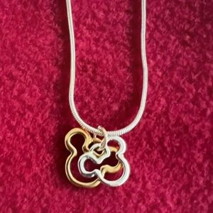 Disney Parks Gold and Silver Mickey Mouse Necklace with Intricate Pendant